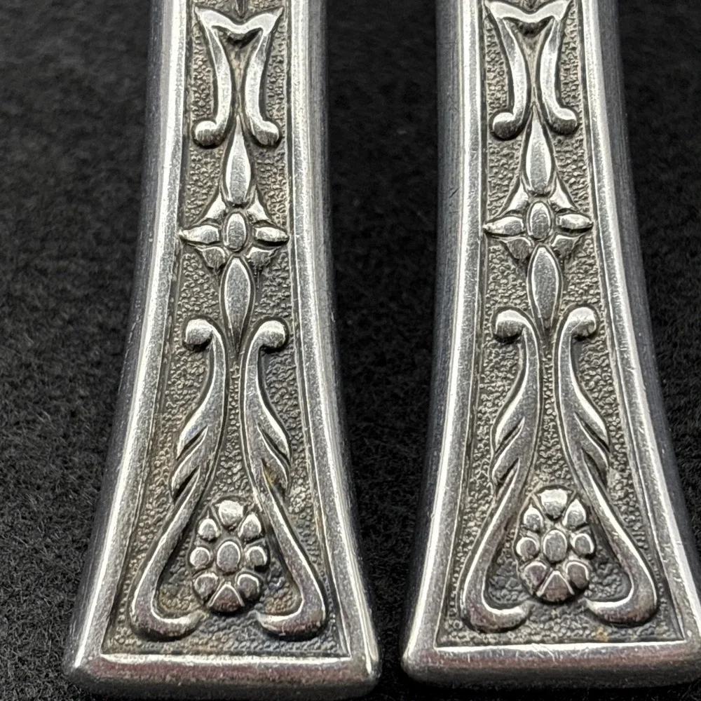 2  Siboney Grand Prix Stainless Modern Hollow Dinner Knives Textured Japan